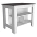 Kitchen Island, kitchen table 35' H, Four Legs, Three Open Storage Shelves, White / Onix Default -DTYStore