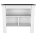 Kitchen Island, kitchen table 35' H, Four Legs, Three Open Storage Shelves, White / Onix Default -DTYStore