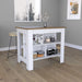 Kitchen Island, kitchen table 35' H, Four Legs, Three Open Storage Shelves, White / Walnut Default -DTYStore