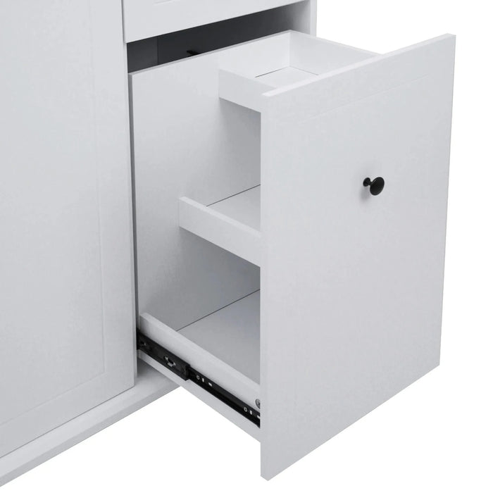 Kitchen Island with Drop Leaf, 53.9' Width Rolling Kitchen Cart on Wheels with Internal Storage Rack and 3 Tier Pull Out Cabinet Organizer, Kitchen Storage Cart with Spice Rack, Towel Rack (White) Default -DTYStore