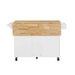 Kitchen Island with Drop Leaf Countertop, Rolling Kitchen Island Cart , Barn Door Kitchen Island Table with Storage Cabinet and Tower Rack, Island Table On Wheels for Kitchen, White Default -DTYStore