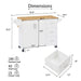Kitchen Island with Drop Leaf Countertop, Rolling Kitchen Island Cart , Barn Door Kitchen Island Table with Storage Cabinet and Tower Rack, Island Table On Wheels for Kitchen, White Default -DTYStore
