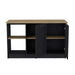 Kitchen Island with Large Countertop, Open Storage Shelves and Double Door Cabinet, Black / Macadamia Default -DTYStore
