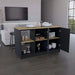 Kitchen Island with Large Countertop, Open Storage Shelves and Double Door Cabinet, Black / Macadamia Default -DTYStore