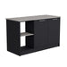Kitchen Island with Large Countertop, Open Storage Shelves and Double Door Cabinet, Black / Onyx Default -DTYStore