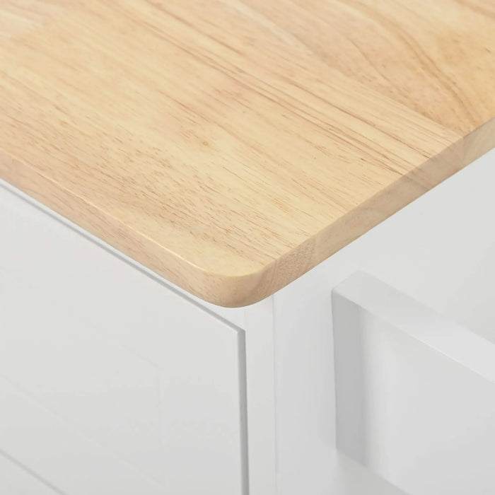 Kitchen Island with Power Outlet,Kitchen Storage Island with Drop Leaf and Rubber Wood,Open Storage and Wine Rack,5 Wheels,with Adjustable Storage for Home, Kitchen, and Dining Room,White Default -DTYStore