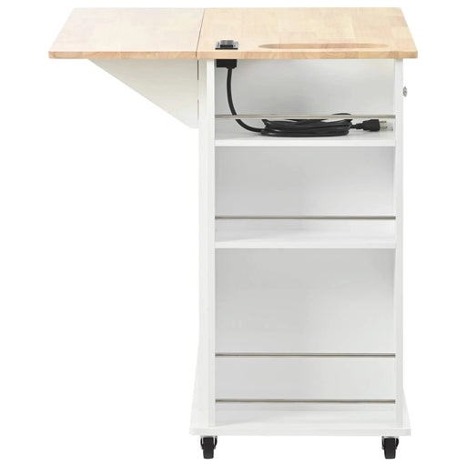 Kitchen Island with Power Outlet,Kitchen Storage Island with Drop Leaf and Rubber Wood,Open Storage and Wine Rack,5 Wheels,with Adjustable Storage for Home, Kitchen, and Dining Room,White Default -DTYStore