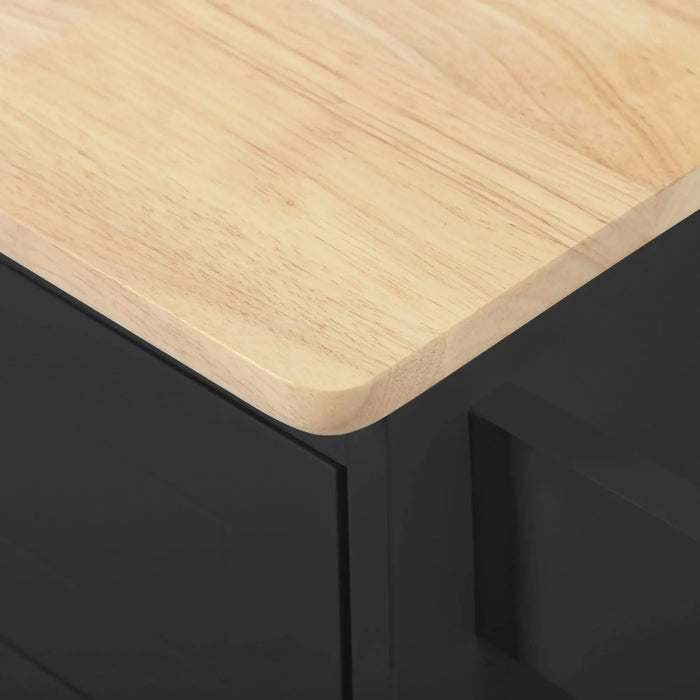 Kitchen Island with Power Outlet,Kitchen Storage Island with Drop Leaf and Rubber Wood,Open Storage and Wine Rack,5 Wheels,with Adjustable Storage for Home, Kitchen, and Dining Room, Black Default -DTYStore