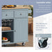 Kitchen Island with Power Outlet,Kitchen Storage Island with Drop Leaf and Rubber Wood,Open Storage and Wine Rack,5 Wheels,with Adjustable Storage for Home, Kitchen, and Dining Room, Grey Blue Default -DTYStore