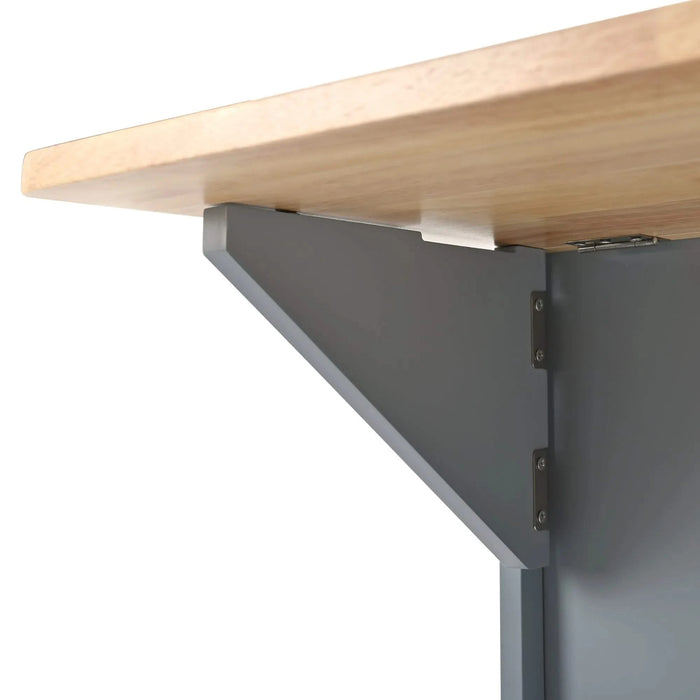 Kitchen Island with Power Outlet,Kitchen Storage Island with Drop Leaf and Rubber Wood,Open Storage and Wine Rack,5 Wheels,with Adjustable Storage for Home, Kitchen, and Dining Room, Grey Blue Default -DTYStore