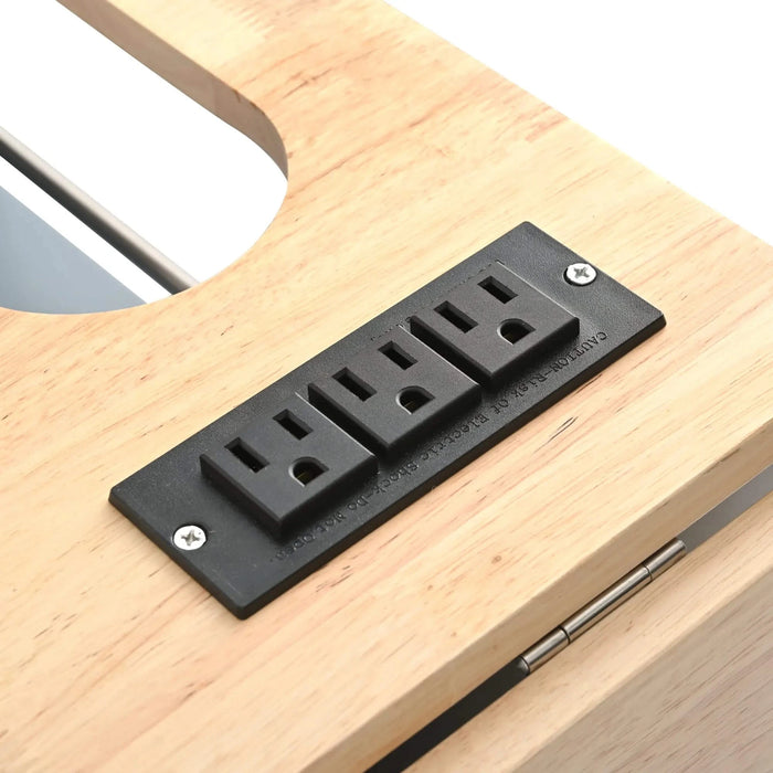 Kitchen Island with Power Outlet,Kitchen Storage Island with Drop Leaf and Rubber Wood,Open Storage and Wine Rack,5 Wheels,with Adjustable Storage for Home, Kitchen, and Dining Room, Grey Blue Default -DTYStore