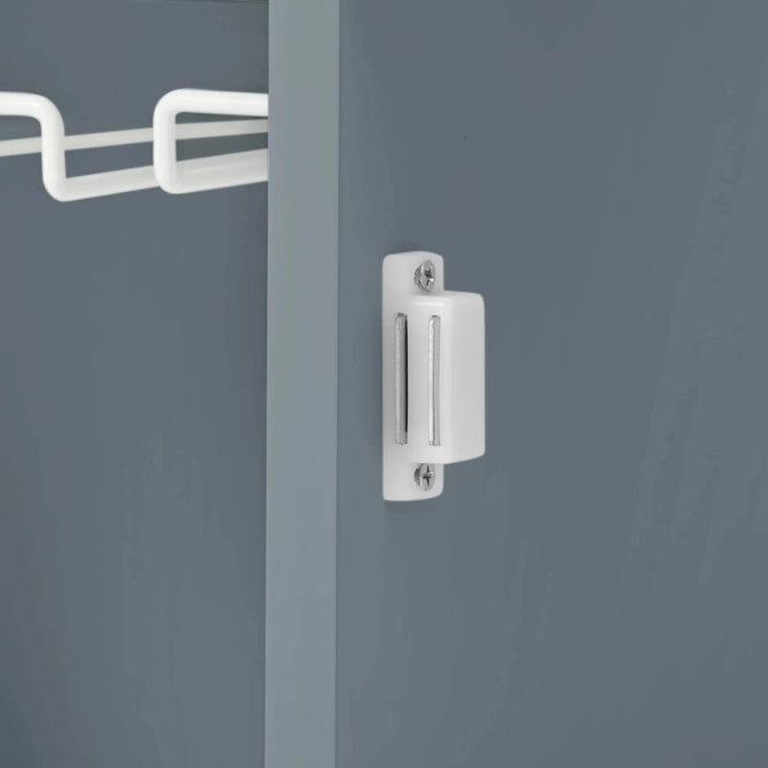 Kitchen Island with Power Outlet,Kitchen Storage Island with Drop Leaf and Rubber Wood,Open Storage and Wine Rack,5 Wheels,with Adjustable Storage for Home, Kitchen, and Dining Room, Grey Blue Default -DTYStore