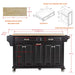 Kitchen Island with Rubber wood Countertop, Kitchen Cart on 5 Wheels with Storage Cabinet and 2 Top Drawers and A center double layered storage drawer for Dinning Room, Black Default -DTYStore