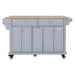 Kitchen Island with Rubber wood Countertop, Kitchen Cart on 5 Wheels with Storage Cabinet and 2 Top Drawers and A center double layered storage drawer for Dinning Room, Grey Default -DTYStore