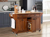 Kitchen Island with Rubber wood Countertop, Kitchen Cart on 5 Wheels with Storage Cabinet and 2 Top Drawers and A center double layered storage drawer for Dinning Room, Mahogany Default -DTYStore
