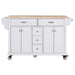 Kitchen Island with Rubber wood Countertop, Kitchen Cart on 5 Wheels with Storage Cabinet and 5 Drawers for Dinning Room, White Default -DTYStore