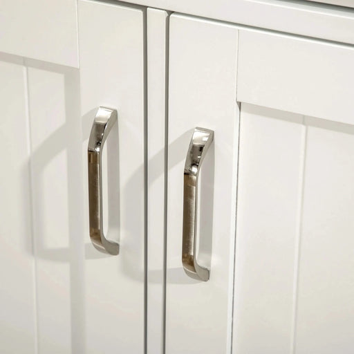 Kitchen Island with Storage Cabinet and 2-Level Rubber Wood Tabletop, Island Table with Adjustable Shelves and Drawers, White Default -DTYStore