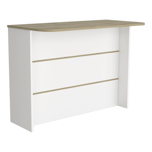 Kitchen Island with Two-Tier Storage Shelf and Ample Workstation, White / Light Pine Default -DTYStore