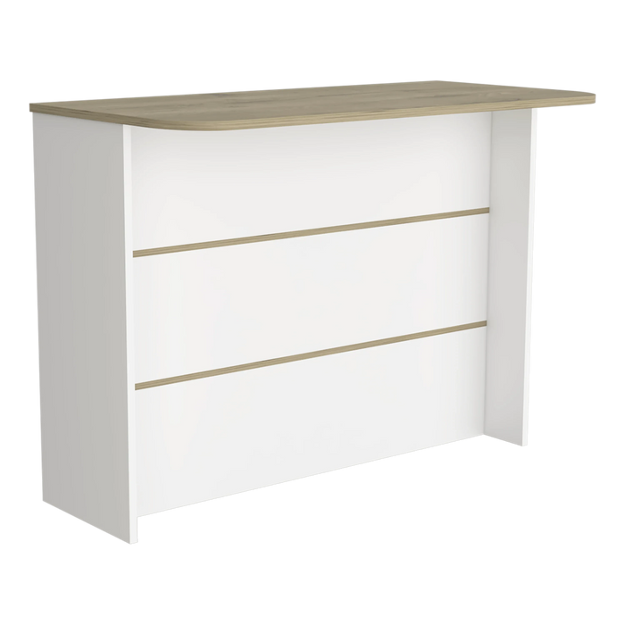 Kitchen Island with Two-Tier Storage Shelf and Ample Workstation, White / Light Pine Default -DTYStore