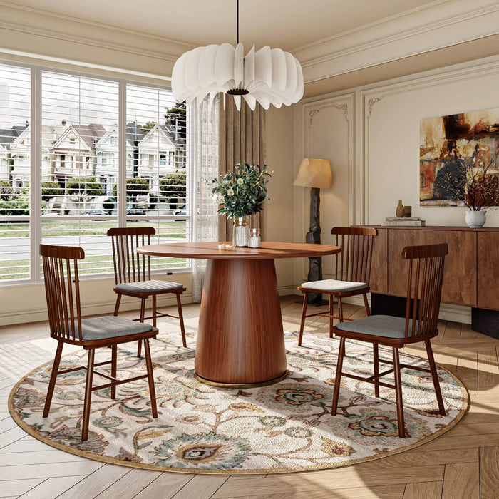 Kitchen Round Wooden Dining Table for 4-8 Office Breakfast Default -DTYStore