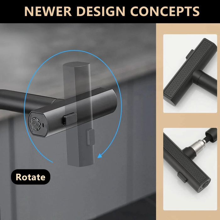 Kitchen Sink Faucet, Black Kitchen Faucets with Pull out Sprayer,Kitchen Bar Faucet Single Hole Faucet - DTY Store