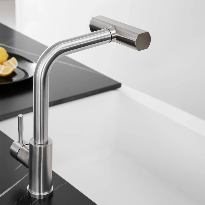 Kitchen Sink Faucet, Brushed Nickel Kitchen Faucets with Pull out Sprayer, Bar Faucet Single Hole Faucet - DTY Store