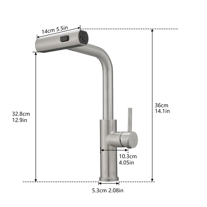 Kitchen Sink Faucet, Brushed Nickel Kitchen Faucets with Pull out Sprayer, Bar Faucet Single Hole Faucet - DTY Store
