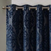 Knitted Jacquard Damask Total Blackout Grommet Top Curtain Panel(Only 1 Pc Panel) Default -DTYStore