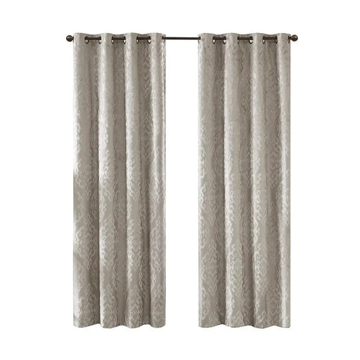 Knitted Jacquard Damask Total Blackout Grommet Top Curtain Panel(Only 1 Pc Panel) Default -DTYStore