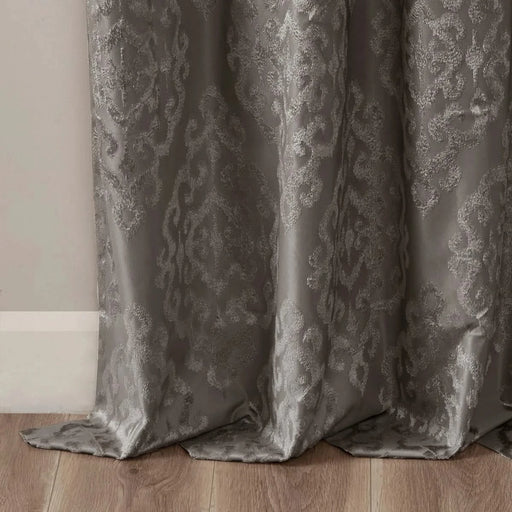 Knitted Jacquard Damask Total Blackout Grommet Top Curtain Panel(Only 1 Pc Panel) Default -DTYStore