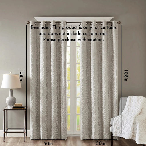 Knitted Jacquard Damask Total Blackout Grommet Top Curtain Panel(Only 1 Pc Panel) Default -DTYStore
