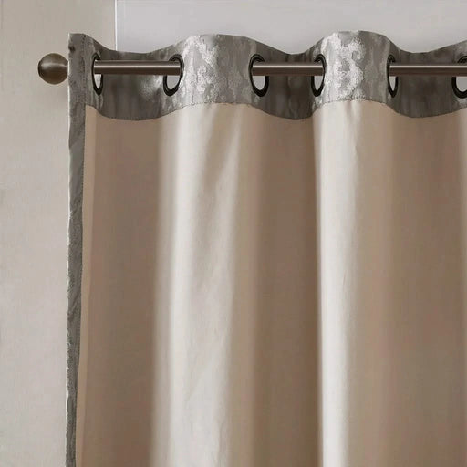 Knitted Jacquard Damask Total Blackout Grommet Top Curtain Panel(Only 1 Pc Panel) Default -DTYStore