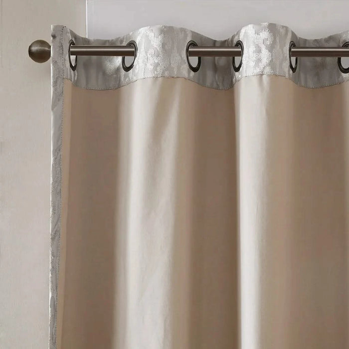 Knitted Jacquard Damask Total Blackout Grommet Top Curtain Panel(Only 1 Pc Panel) Default -DTYStore