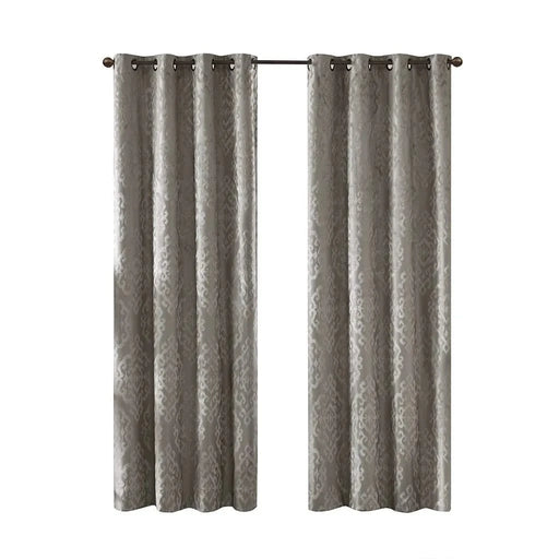 Knitted Jacquard Damask Total Blackout Grommet Top Curtain Panel(Only 1 Pc Panel) Default -DTYStore
