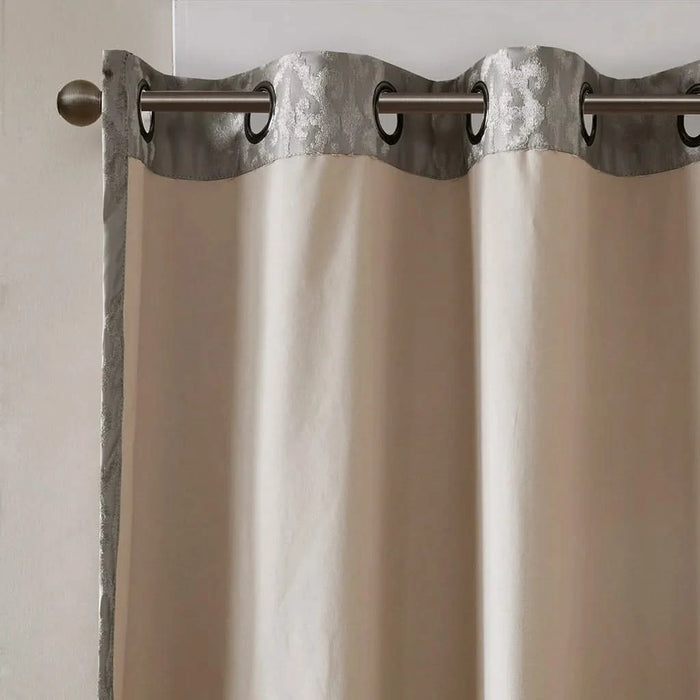 Knitted Jacquard Damask Total Blackout Grommet Top Curtain Panel(Only 1 Pc Panel) Default -DTYStore