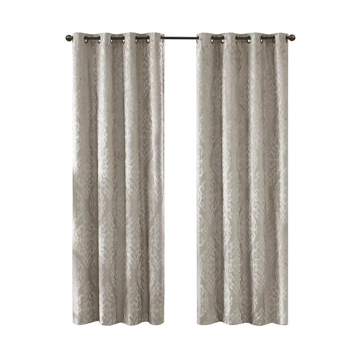 Knitted Jacquard Damask Total Blackout Grommet Top Curtain Panel(Only 1 Pc Panel) Default -DTYStore
