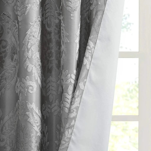 Knitted Jacquard Paisley Total Blackout Grommet Top Curtain Panel(Only 1 Pc Panel Default -DTYStore