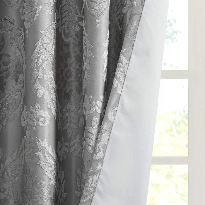 Knitted Jacquard Paisley Total Blackout Grommet Top Curtain Panel(Only 1 Pc Panel Default -DTYStore
