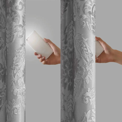 Knitted Jacquard Paisley Total Blackout Grommet Top Curtain Panel(Only 1 Pc Panel Default -DTYStore