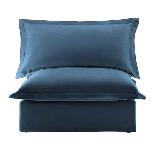 Koala Armless Sofa Blue Chenille -DTYStore