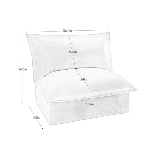 Koala Armless Sofa Cream Chenille -DTYStore