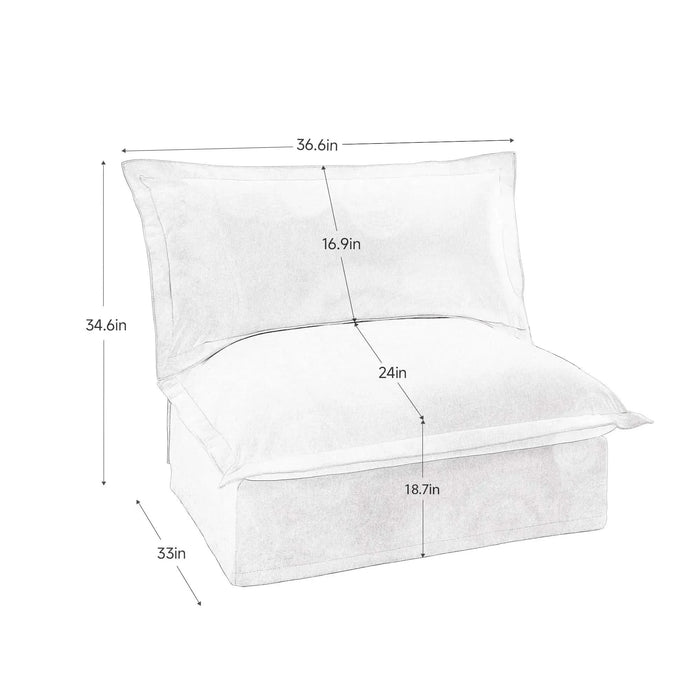 Koala Armless Sofa Cream Chenille -DTYStore