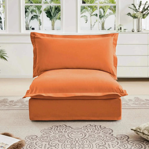 Koala Armless Sofa Orange Chenille -DTYStore