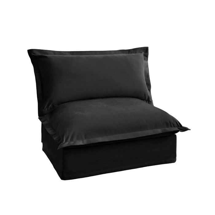 Koala Armless Sofa Black Chenille -DTYStore