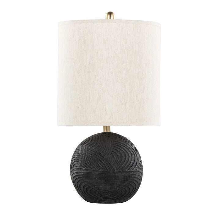 Kona 23' Contemporary Polyresin Table Lamp in Matte Black Polyresin, Modern Brass and Natural Linen Shade from Grandview Gallery by LumiSource - Set of 2 Default -DTYStore