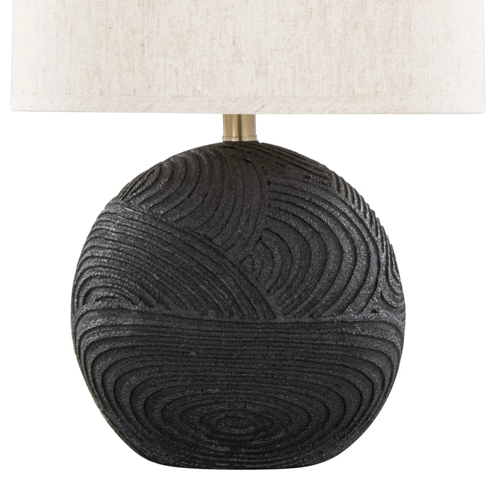 Kona 23' Contemporary Polyresin Table Lamp in Matte Black Polyresin, Modern Brass and Natural Linen Shade from Grandview Gallery by LumiSource - Set of 2 Default -DTYStore