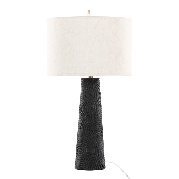 Kona 31' Contemporary Polyresin Table Lamp in Matte Black Polyresin, Modern Brass and Natural Linen Shade from Grandview Gallery by LumiSource - Set of 2 Default -DTYStore