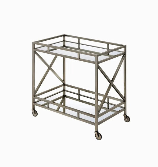 Kristensen Mirrored & Antique Gold Finish Serving Cart Default -DTYStore