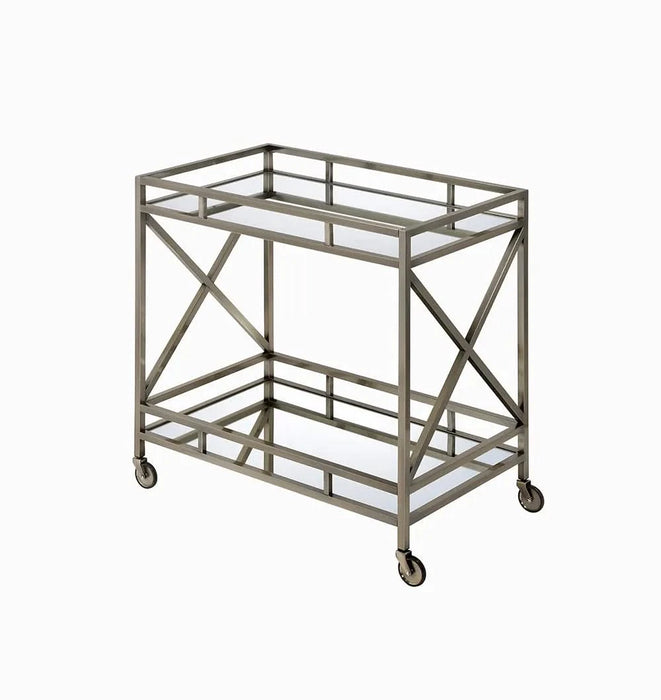 Kristensen Mirrored & Antique Gold Finish Serving Cart Default -DTYStore