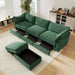 L-Shaped 3 Seater Sectional Sofa Couch,3-seat Sofa with 1 Movable Ottoman, t, Comfortable, Wide and Deep Seat, Chenille Green -DTYStore
